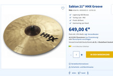Sabian 21" HHX Groove Ride Becken Cymbal Tradition NP. ca. 650€