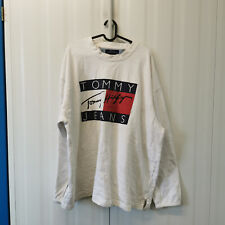 Tommy Jeans Herren Vintage Sweater Pullover Weiß XL Made in USA HM027