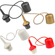Schnurpendel Pendelleuchte Kabel E27 Fassung Lampe Leuchte schwarz/weiß/rot/gold