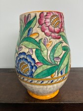 1930s Charlotte Rhead Crown Ducal pottery vase Persian Rose pattern, 21.5cm high