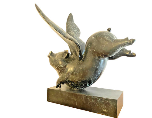 Bronzefigur fliegendes - bronzefigur-,