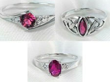 RING Auswahl 3 Variante 925 STERLING SILBER Edelstein RUBIN cz. rot facettiert