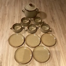 Suppenteller Suppenschüssel, 11 Teile Keramik Handgetöpfert, Elsass Soufflenheim