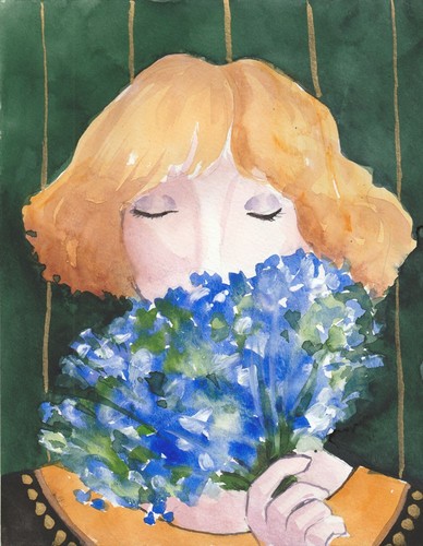 Original aquarell blonde - original, aquarell,