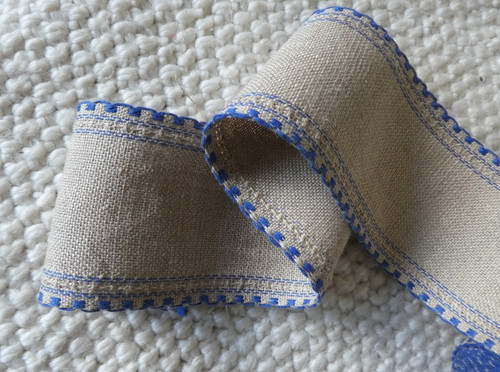 Stickband leinen natur - -,