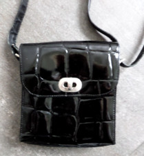 Klein Handtasche Schultertasche Lack Leder Kroko Prägung schwarz,Picard  18x16x5