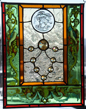 Bleiverglasung/ Fensterbild edle Sichtblende mit antiker Bordüre u. Glasjuwelen