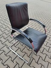 Thonet Freischwinger Besucherstuhl Leder Schwarz Rechnung (078)