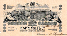 B. Sprengel & Co Schokolade , Cacaos , Kekse Hannover histor. Rechnung 1906