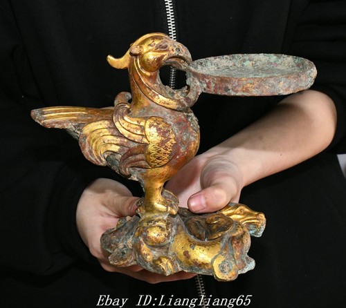 Bronze ware gold phoenix - 7,4",