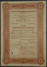 LOT 10 X Neckarwerke Aktiengesellschaft 1936 5 %  200 RM
