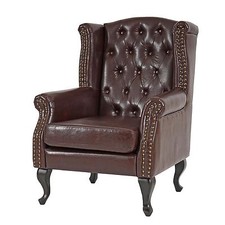 Relaxsessel Ohrensessel Chesterfield Oxford Kunstleder antik-braun ohne Ottomane