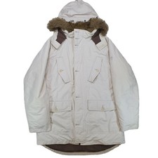 Timberland Damen Mantel Wasserdicht Größe L Creme Weiß Kapuze Kunstfellbesatz