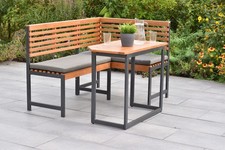 MX Gartenmöbel Set 4tlg. Eckbank Balkonmöbel Sitzbank Holzbank Klapptisch Holz