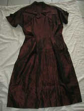 VINTAGE 40er Kleid SEIDE? WEINROT glänzend mit BOLERO EDEL 36 38 Kinoreif