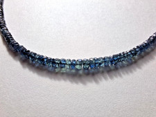 Saphir Beadkette, Parti-Saphir, unbehandelt, Australien, blaugrün, ca. 42 Karat