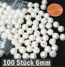 Perlen 100 Stück  Wachsperlen Bastelperlen creme  6mm 