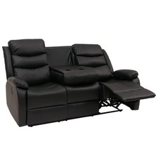 B-Ware 3er Kinosessel MCW-O62, mit Armlehne, Liegefunktion Kunstleder, schwarz