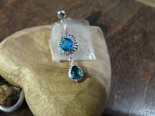 PIERCING Bauchnabelpiercing Belly - Edelstahl silber - Broschen blau