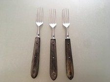 Alte Gabeln mit Holzgriff, 3 Stück, Vintage, Retro