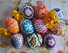 Sorbische Ostereier, 10 Stück,  reine Handarbeit, Bunt