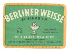 Bieretikett Breithaupt Brauerei Berlin DDR (DM / Brauerei-Abzug)