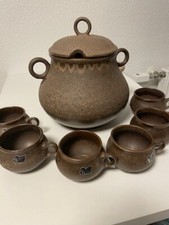  BOWLE mit Deckel und 6 Bechern  -  Steingut handgetöpfert in Deutschland