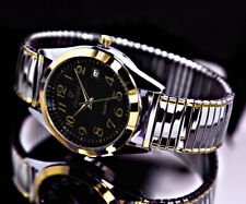 Cla. Damen Armband Uhr Edelstahl Zug Flex band Schwarz Silber Gold Farben Datum