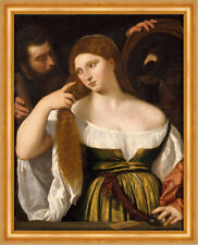 Die Frau im Spiegel Tizian Louvre Paris Schönheit Renaissance H A3 0270 Gerahmt