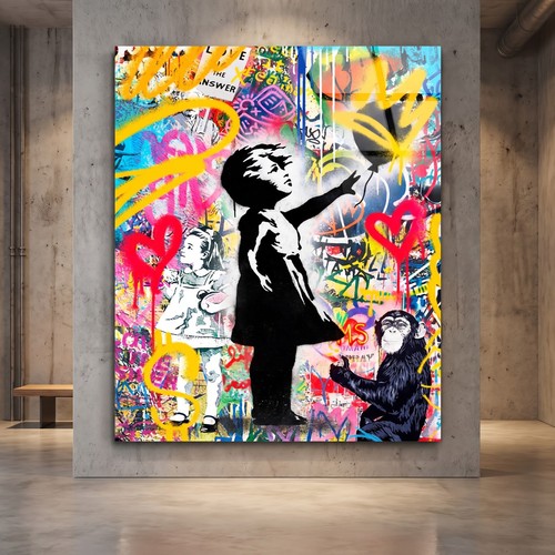 Banksy kind affe pop art - kind,,
