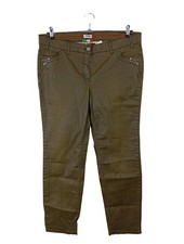 RECOVER Kunstlederhose Damen Hose Gr. DE 48 khaki extravaganter Stil