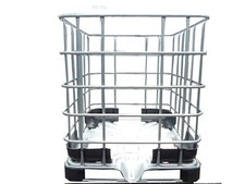 1.000l IBC Gitterbox auf Palette ideal für Holzlagerung, Lagerung