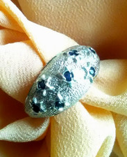 Kuppel- Ring Silber 835 Saphir