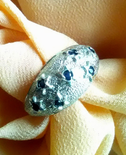 Kuppel ring silber 835 saphir - kuppel-,