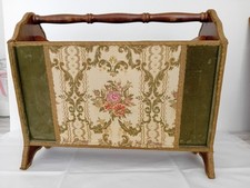 Antik Zeitungsständer Holz Samt Brokat Zeitschriftenständer Shabby Chic Boudoir