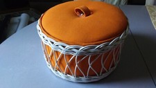 Nähkorb Orange 70er Jahre 25x13cm  Mit Inhalt