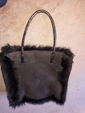 POLLINI - Wildleder-Fell-Tasche, braun innen mit Toskana Fell, Original