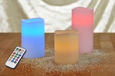 3er Set. Echtwachs LED Kerzen Farbwechsel Badezimmer Esszimmer Flur Diele Küche