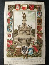 Starke Reliefkarte / Nationaldenkmal Niederwald/ Litho gel. 1908 / Rüdesheim