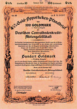 Goldmark Deutsche CentralbodenKredit AG Bank hist. Gold Pfandbrief Berlin 1937