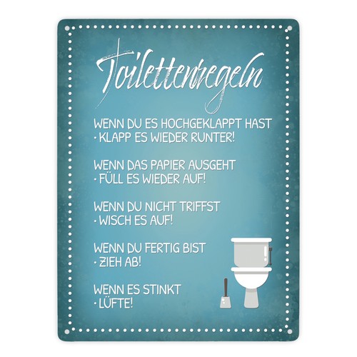 Toilettenregeln metallschild - toilettenregeln,