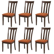 B-Ware 6er-Set Esszimmerstuhl MCW-G46, Stoff Massiv-Holz, dunkles Gestell orange