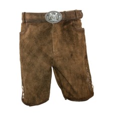 kurze sportliche Lederhose Trachtenlederhose Plattlerhose bestickt Gürtel mit Ba