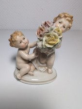 Alte Porzellanfigur Karl Ens Volkstedt  Kinder mit Blumen 