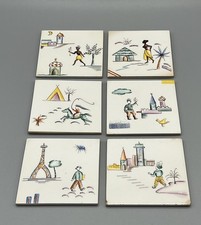 6 Alte Kleine Keramik Kacheln