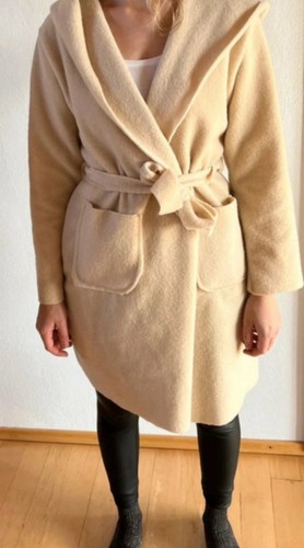Strickmantel creme mit kapuze - creme,