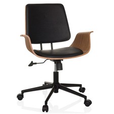 Bürostuhl Drehstuhl Schalenstuhl mit Rollen Home-Office Holz PU hjh LIVING