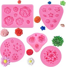 5 Stück Silikonform Blüten Blumen Silikonformen silikonform Fondant Rosen Mini 3