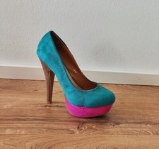Sexy High Heels Pumps Stilettoabsatz Party Cocktailabend türkis/pink Comer Gr 36