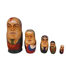 Matroschka Figuren Sowjet Politiker Gorbatschow Lenin Stalin Handgemalt Rar